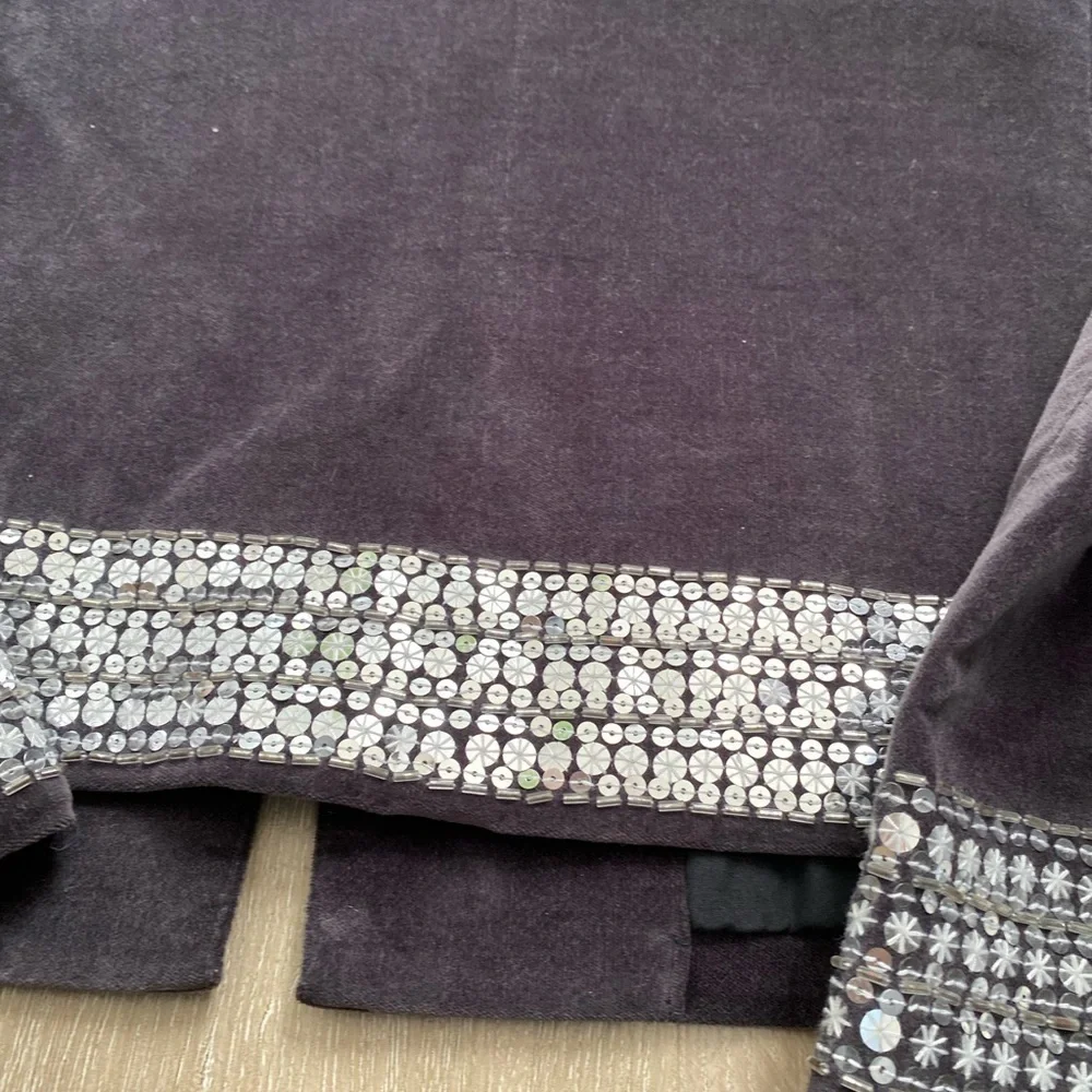 Tory Burch Grey Velvet Natasha Sequin Embellished Blazer EUC